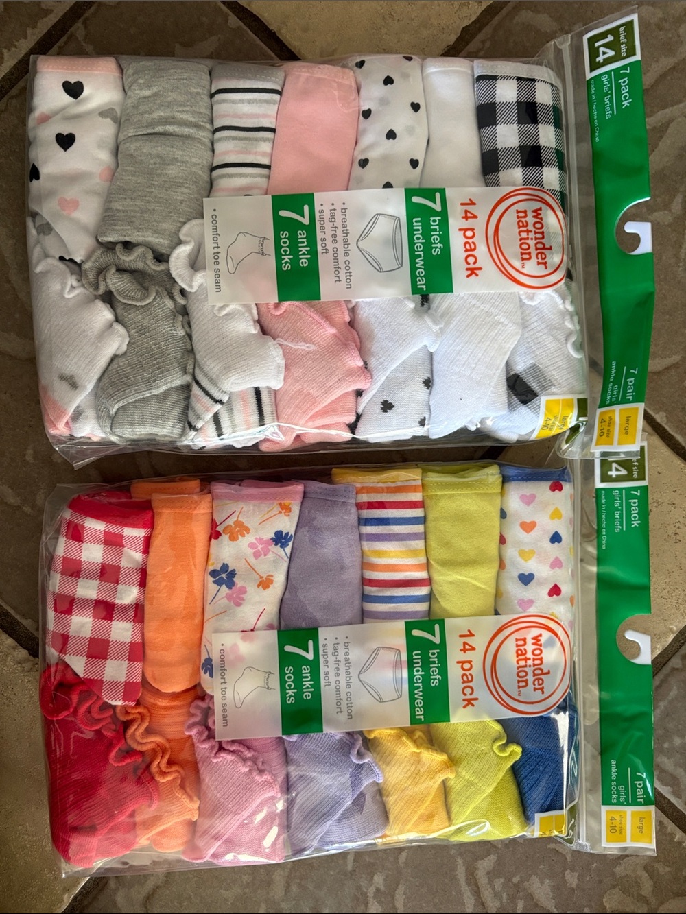 New 28 pieces girls underwear and socks lot brand new wonder nation girls 14